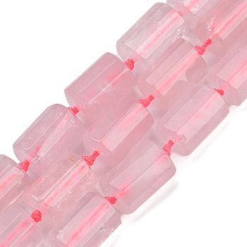 Natural Rose Quartz Beads Strands, Faceted, Column, 16x12mm, Hole: 1.5mm, about 21pcs/strand, 16.34''(41.5cm)