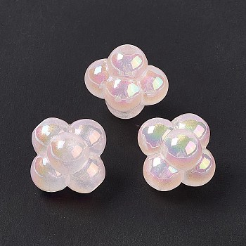 Opaque Acrylic Beads, with Glitter Powder, AB Color, Cloud, Pink, 17.5x18.5x15.5mm, Hole: 3mm