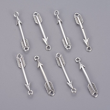 Tibetan Style Alloy Arrow Links connectors, Cadmium Free & Lead Free, Antique Silver, 37x6x2mm, Hole: 2mm