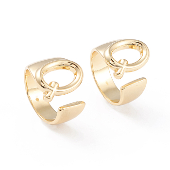 Brass Cuff Rings, Open Rings, Long-Lasting Plated, Real 18K Gold Plated, Letter.Q, Size 6, 17mm
