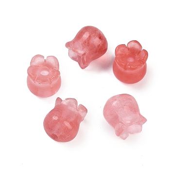 Cherry Quartz Glass Beads, Flower, 10.5x9x9mm, Hole: 1.5mm