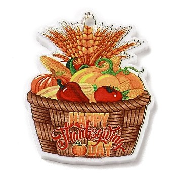 Thanksgiving Day Themed Opaque Printed Acrylic Pendants, Vegetables, 36x29x2mm, Hole: 2mm