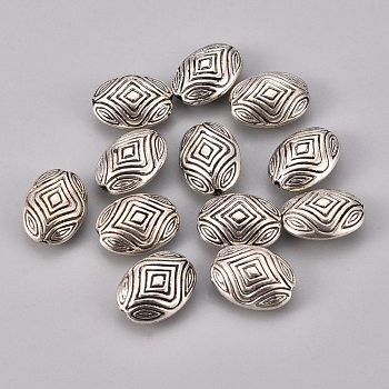 CCB Plastic Beads, Oval, Antique Silver, 17x12.8x7.3mm, Hole: 1.6mm
