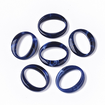 Acrylic Linking Rings, Imitation Gemstone Style, Oval, Dark Blue, 39.5x34.5x6.5mm, Inner Diameter: 33x18.5mm, about: 172pcs/500g