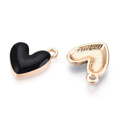 Light Gold Black Heart Alloy+Enamel Pendants