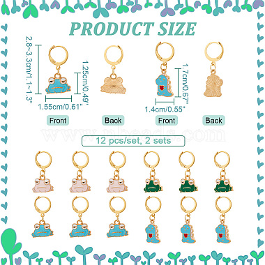 Alloy Ename Frog & Dinosaur Pendant Locking Stitch Markers(HJEW-AB00029)-2