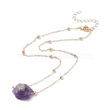 Natural Amethyst Raw Stone Pendant Necklace for Women(NJEW-JN03781-03)-2