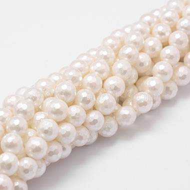 6mm FloralWhite Round Shell Pearl Beads