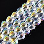 Electroplate Transparent Glass Beads Strands, Heart, AB Color Plated, Clear AB, 7~7.5x7.5~8x5~5.5mm, Hole: 0.7~0.8mm, about 70~74pcs/strand, 19.49~20.87 inch(49.5~53cm)(EGLA-N057-05A-01)