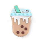Drink Food Grade Eco-Friendly Silicone Beads, Coffee, 34x23x8.5mm, Hole: 2.8mm(SIL-WH0012-035D)