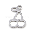 Hollow 304 Stainless Steel Charms, Cherry, Stainless Steel Color, 11x7.5x1mm, Hole: 1.2mm(STAS-Z183-06P)