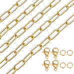 DIY Chain Necklace Jewelry Kits, Including Brass Paperclip Chains & Lobster Claw Clasps, 304 Stainless Steel Jump Rings, Real 18K Gold Plated(DIY-BBC0002-29)