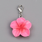 Resin Flower Pendant Decoration, with Alloy Lobster Claw Clasps, Deep Pink, 41mm(HJEW-WH0042-143A)