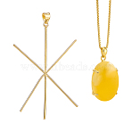1Pc 925 Sterling Silver Pendants, Claw Prong Pendant Settings, Snowflake, Real 18K Gold Plated, 55x42x1mm, Hole: 3.5mm(STER-HY0001-12G)