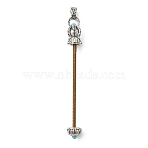 Heart Shape Brass Screw Peg Bails, Blank Beadable Pendant Bails for Dzi Beads & Large Hole Beads, Long-Lasting Plated, with Synthetic Turquoise, Antique Silver, 72.5x8mm, Hole: 3.5x3.5mm(KK-NH0008-05AS)