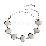 Non-Tarnish 304 Stainless Steel Bracelet Making, with Oval Tray, Stainless Steel Color, 8.86 inch(22.5cm), Tray Size: 14x10mm(SA-CBAFBB7-01P-B)