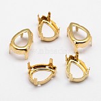 Flat Teardrop Brass Sew on Prong Settings, Claw Settings for Pointed Back Rhinestone, Open Back Settings, Golden, 14x10x0.4mm, Fit for 10x14mm cabochons(X-KK-N0084-A02-10x14G)