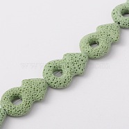 Synthetic Lava Rock Bead Strands, Male Gender Sign/Mars, Dyed, Light Green, 34x22x8mm, Hole: 1mm, about 12pcs/strand, 15.7 inch(G-N0093-15)