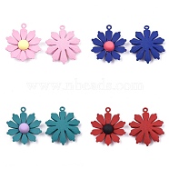 Spray Painted Alloy Pendants, Flower, Mixed Color, 23x20x5.5mm, Hole: 1.4mm(PALLOY-S177-15)