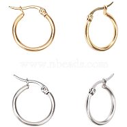 304 Stainless Steel Hoop Earrings, Mixed Color, 20x19x2mm, Pin:1x0.8mm, 12pairs/box(STAS-PH0019-03)