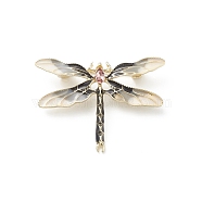 Dragonfly Enamel Pin, Golden Alloy Badge for Backpack Clothes, Black, 32.5x45x8.5mm, Pin: 0.7mm(JEWB-M026-01G-01)