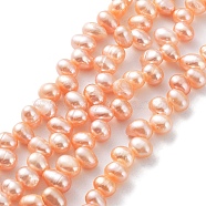Natural Cultured Freshwater Pearl Beads Strands, Rice, PeachPuff, 6.5~8x5~5.5mm, Hole: 0.5mm, about 72pcs/strand, 13.82''(35.1cm)(PEAR-J007-81B)