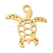 Ion Plating(IP) 304 Stainless Steel Pendants, Laser Cut, Golden, Ocean Animal Charm, Tortoise, 24x23x1mm, Hole: 3mm(STAS-B056-10G-05)