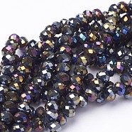 Electroplate Glass Beads Strands, Faceted, Rondelle, Mixed Color, 6x4mm, Hole: 1mm, about 85~88pcs/strand, 16.1~16.5 inch(41~42cm)(X-EGLA-D020-6x4mm-37)
