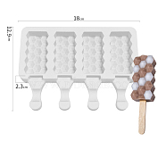 Silicone Ice-cream Stick Molds, 4 Styles Rectangle with Diamond Pattern-shaped Cavities, Reusable Ice Pop Molds Maker, White, 129x180x23mm, Capacity: 40ml(1.35fl. oz)(BAKE-PW0001-075H-A)