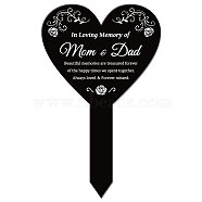 Acrylic Garden Stake, Ground Insert Decor, for Yard, Lawn, Garden Decoration, Heart with Memorial Words, June Rose, 258x158mm(AJEW-WH0365-005)