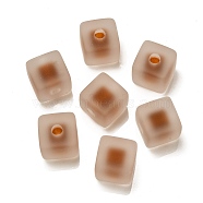 Frosted Acrylic European Beads, Bead in Bead, Cube, Saddle Brown, 13.5x13.5x13.5mm, Hole: 4mm(OACR-G012-14D)