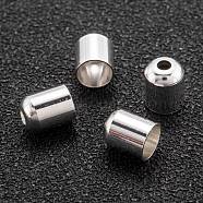 Brass Cord End, End Caps Long-Lasting Plated, Column, 925 Sterling Silver Plated, 6x5mm, Hole: 1.6mm, Inner Diameter: 4mm(KK-H759-36C-S)