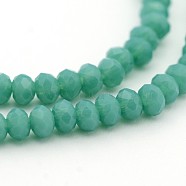 Opaque Solid Color Crystal Glass Rondelle Beads Strands, Faceted, Deep Sky Blue, 3.5x2.5~3mm, Hole: 1mm, about 138pcs/strand, 12.9 inch(EGLA-F049A-03)
