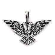 304 Stainless Steel Pendants, Bird Charm, Antique Silver, 49x35x4mm, Hole: 4.8x7mm(STAS-R225-31AS)