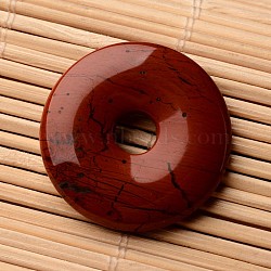 Donut/Pi Disc Natural Red Jasper Pendants, 30x4~5mm, Hole: 6mm(G-F270-24D)