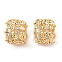 Rack Plating Brass Micro Pave Clear Cubic Zirconia Cuff Earrings for Women, Cadmium Free & Lead Free, Long-Lasting Plated, C-Shaped, Real 18K Gold Plated, 14x12mm(EJEW-G394-02G)