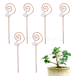 Copper Plant Growth Support, with Round Glass Charm, Light Gold, 200x70mm, 6pcs/set(DIY-GO00003)