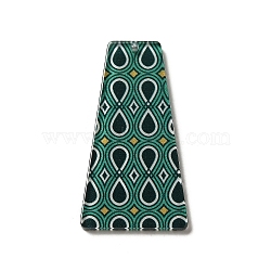 Printed Acrylic Pendants, Trapezoid, Green, 44.5x23.5x2.5mm, Hole: 1.5mm(X-TACR-F007-03F)