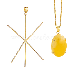1Pc 925 Sterling Silver Pendants, Claw Prong Pendant Settings, Snowflake, Real 18K Gold Plated, 55x42x1mm, Hole: 3.5mm(STER-HY0001-12G)