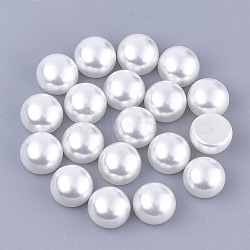 ABS Plastic Imitation Pearl Beads, Half Drilled, Dome/Half Round, White, 10x7mm, Half Hole: 1mm, about 1000pcs/bag(OACR-Q175-10mm-01)