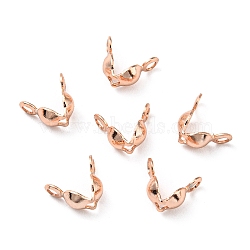 Brass Bead Tips, Cadmium Free & Lead Free, Rose Gold, 8x4mm, Hole: 1.4mm(FIND-R144-11RG)