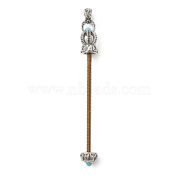 Heart Shape Brass Screw Peg Bails, Blank Beadable Pendant Bails for Dzi Beads & Large Hole Beads, Long-Lasting Plated, with Synthetic Turquoise, Antique Silver, 72.5x8mm, Hole: 3.5x3.5mm(KK-NH0008-05AS)