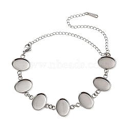 Non-Tarnish 304 Stainless Steel Bracelet Making, with Oval Tray, Stainless Steel Color, 8.86 inch(22.5cm), Tray Size: 14x10mm(SA-CBAFBB7-01P-B)