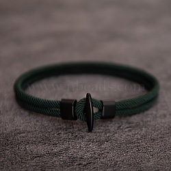 Nylon Cord Bracelets for Men Women, with Plastic Clasps, Dark Slate Gray, 2-3/8 inch(6cm)(WGFB64D-04)