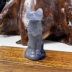 Dyed & Heated Natural Blue Aventurine Carved Healing Egyptian Cat Figurines, Reiki Energy Stone Display Decorations, 50~60mm(PW-WG82878-05)