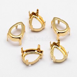 Flat Teardrop Brass Sew on Prong Settings, Claw Settings for Pointed Back Rhinestone, Open Back Settings, Golden, 14x10x0.4mm, Fit for 10x14mm cabochons(X-KK-N0084-A02-10x14G)
