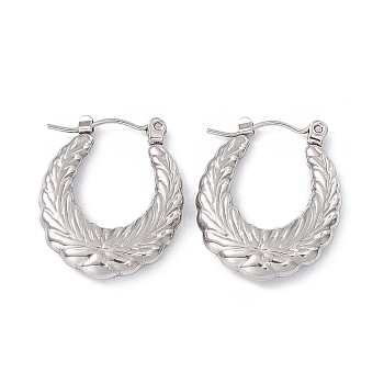 304 Stainless Steel Wheat Ring Thick Hoop Earrings for Women, Stainless Steel Color, 23.5x19x3.7mm, Pin: 0.7mm