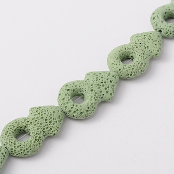 Synthetic Lava Rock Bead Strands, Male Gender Sign/Mars, Dyed, Light Green, 34x22x8mm, Hole: 1mm, about 12pcs/strand, 15.7 inch