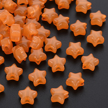 Imitation Jelly Acrylic Beads, Star, Dark Orange, 9x9.5x5.5mm, Hole: 2.5mm, about 2050pcs/500g