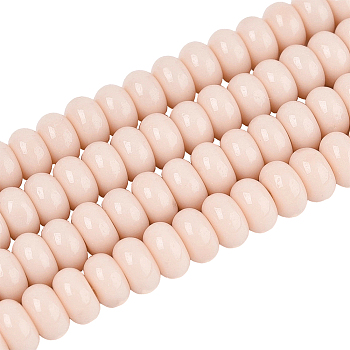 3Starnds Opaque Spray Painted Glass Beads, Rondelle, PapayaWhip, 4x2.5mm, Hole: 0.7mm, about 135pcs/strand, 14.96 inch(38cm)